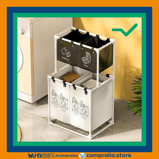 Canasta organizadora de Ropa Sucia | Gran Capacidad, Ruedas con Freno y Compartimentos