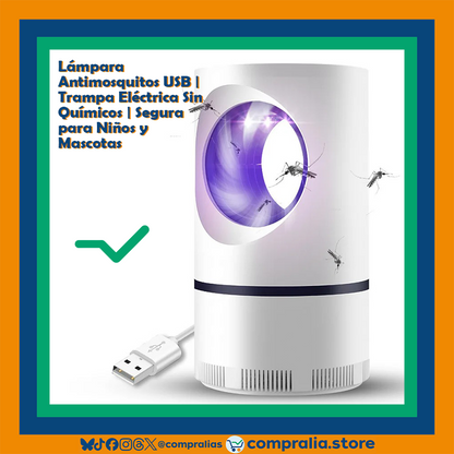 Lámpara Antimosquitos USB | Trampa Eléctrica Sin Químicos | Segura para Niños y Mascotas