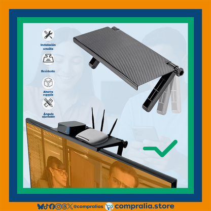 Soporte Ajustable Antideslizante para TV y Monitor | Estante Trasero para Accesorios
