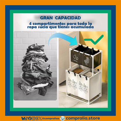 Canasta organizadora de Ropa Sucia | Gran Capacidad, Ruedas con Freno y Compartimentos
